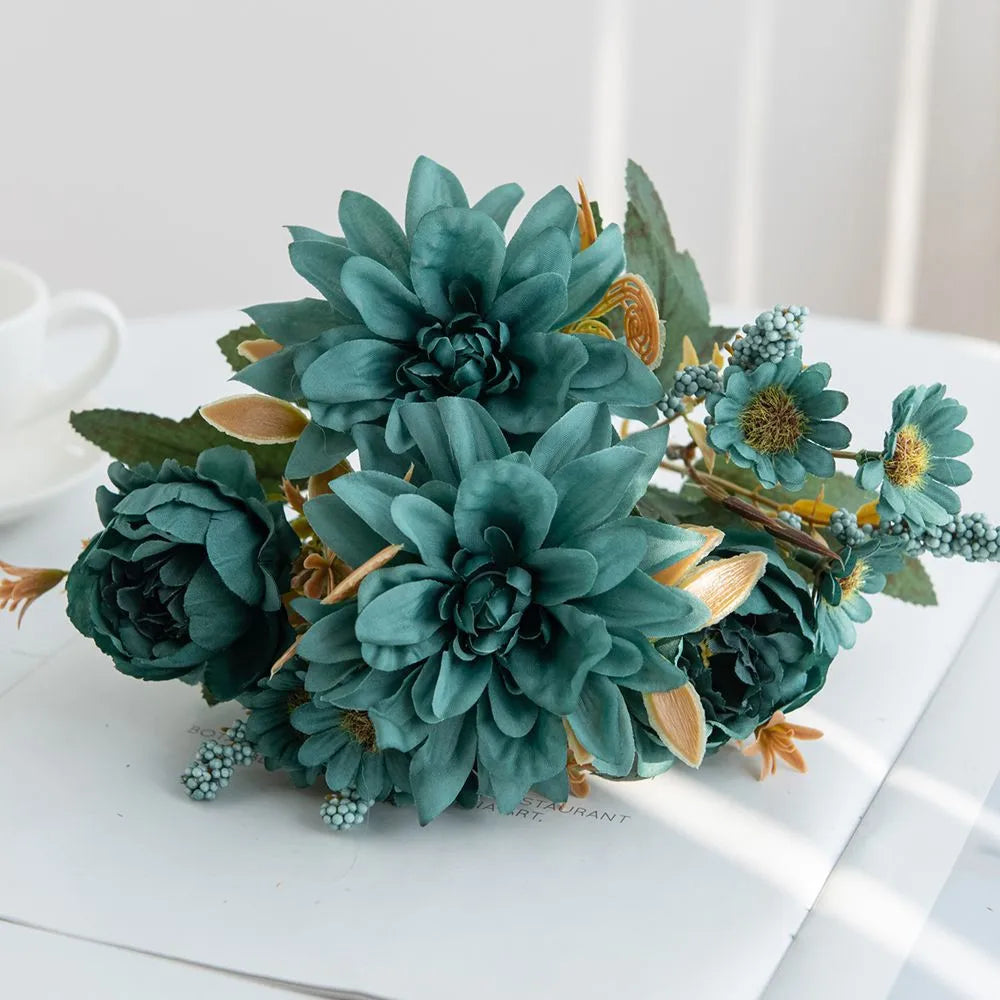 Silk Pompon Roses & Daisy Bouquet