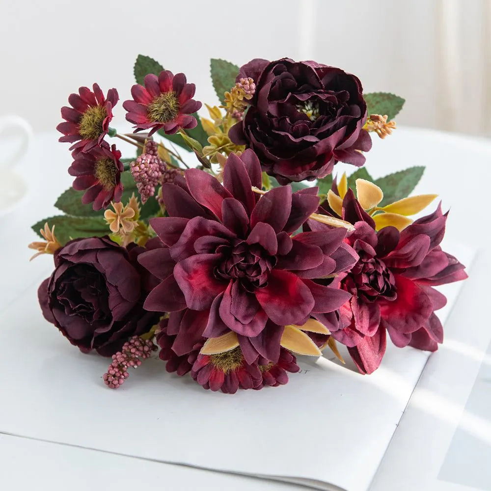 Silk Pompon Roses & Daisy Bouquet
