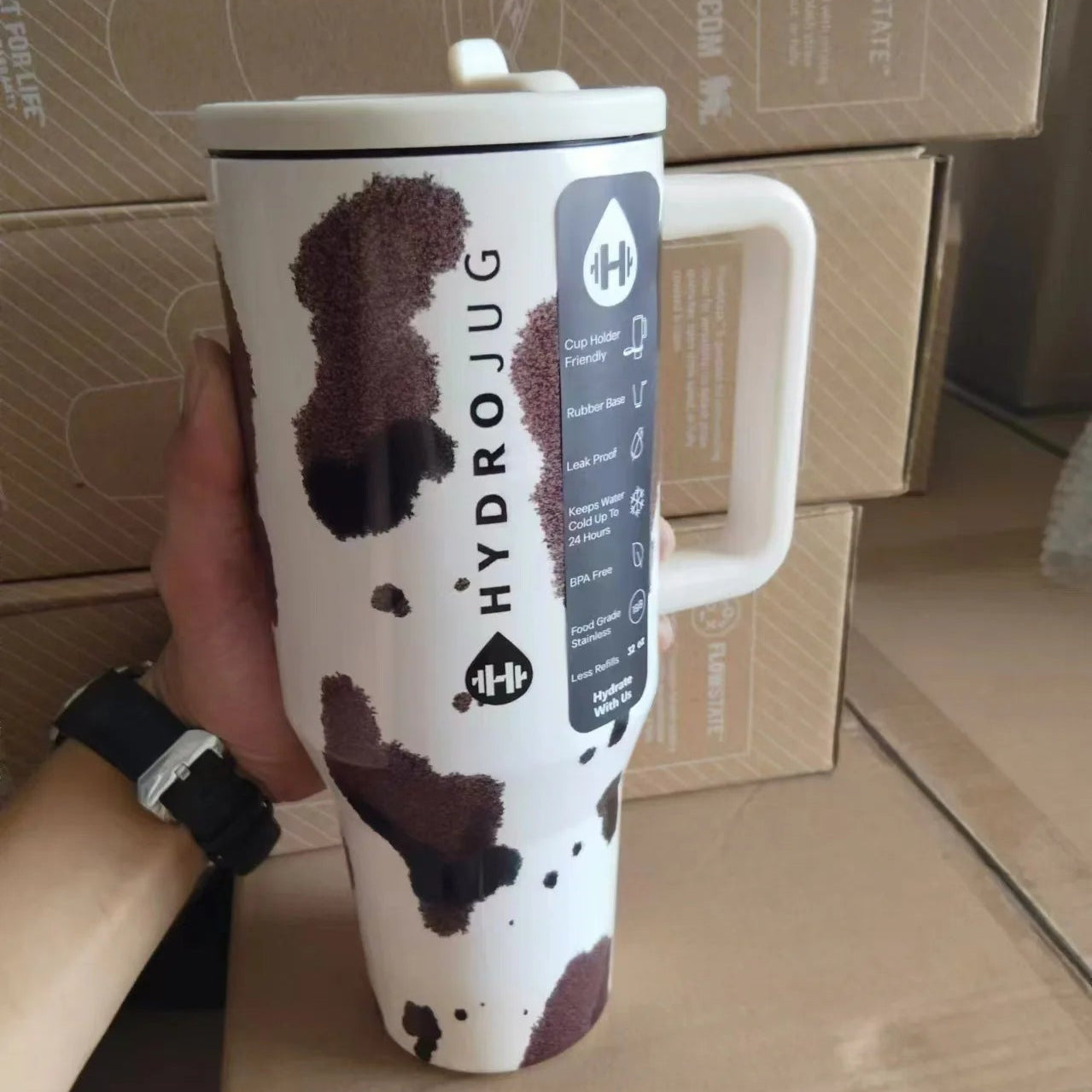 HydroJug 40 OZ Insulated Car Cup - Cow color