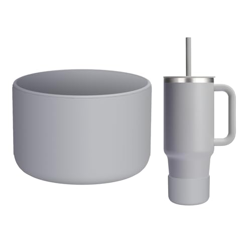 WUQID Silicone Boot Sleeve Compatible with Hydro Flask Travel Tumbler with Handle 32oz&40oz and 12-24oz Hydroflask bottle & Stanley 20 30 40oz Tumbler, Fit 2.83-2.95in Bottom, Anti-Slip Bottle Cover