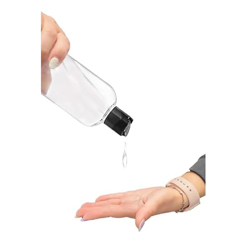 ljdeals 16 oz Clear Plastic Empty Bottles with Black Disc Top Caps, Squeezable Refillable Containers for Shampoo, Lotions, Cream and More Pack of 2, BPA Free, Made in USA