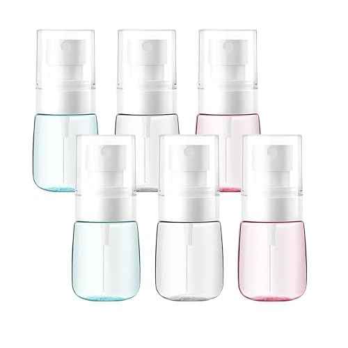 6 Pack 1oz 30ml Travel Spray Bottles TSA Approved - Leakproof Plastic Fine Mist Sprayers for Toiletries, Skincare & Plants, Portable Mini Sprayer Set with Secure Caps & Assorted Colors