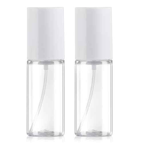Boenoea Small Spray Bottle 1.7oz/50ml Travel Spray Bottles Plastic Portable Refillable Empty Bottles for Outgoing - Leak Proof - 2 Pack Clear