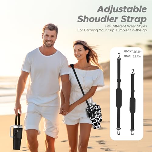 Watter Bottle Carrier Bag with Detachable Pocket Compatible with Stanley& Simple Morden 40oz Tumbler with Handle,Water Cup Holder with Adjustable Shoulder Strap& Carabiner for Stanley Cup Accessories