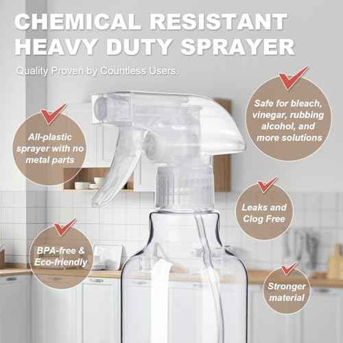 Plastic Spray Bottles (2-Pack, 16.9 Oz) Heavy Duty Spraying, Mist & Stream, Empty Water Sprayer Bottle for Cleaning Solutions, Essential Oils, Hair, Plants, BBQ, Dog Cat Behavior Correction (Clear)