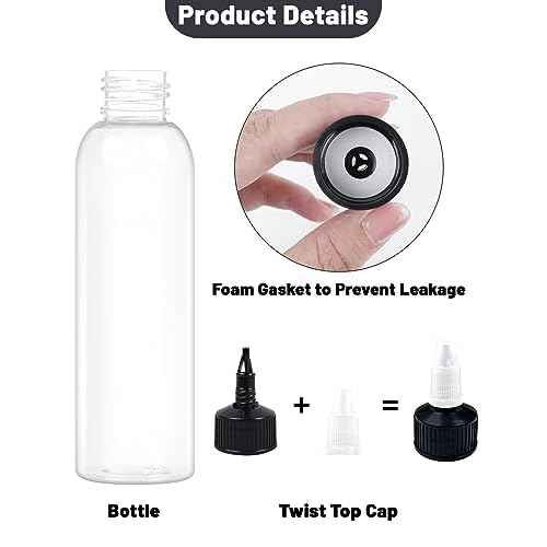 6 Pcs 8oz Plastic Squeeze Bottles with Twist Top Cap, 250ml Clear Dispensing Bottles, Empty Squirt Bottle for Liquids, Sauces, Arts, Crafts, Travel