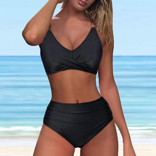 Firzero Swim Suits for Women 2024 Tummy Control One/Two Piece Bathing Suits Sexy Mesh High Waistd Swimsuits Push Up V Neck Swimwear
