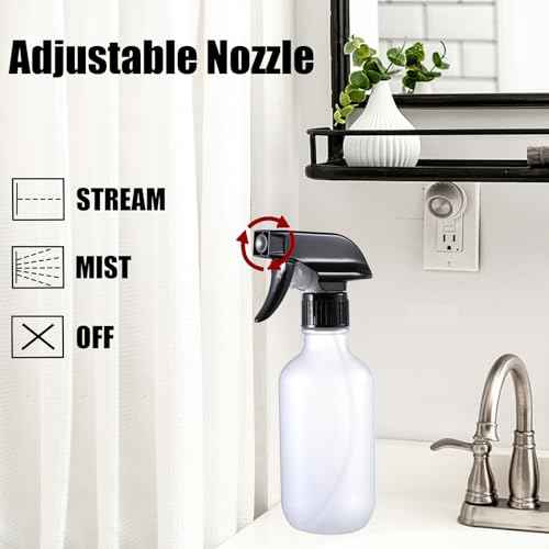 Small Water Spray Bottle for Hair, Frosted Clear Plastic Small Squirt Bottle with Adjustable Mist/Stream, Refillable Empty Mister Spray Bottles for Hair, Plant, Cleaning, Pet, 10.1 oz /300ML