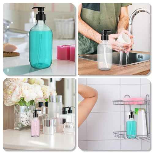 Teyssor Pump Bottle Dispenser Clear 2 Pack 300ml/10oz Empty Plastic Liquid Soap Dispensers, BPA-Free Refillable Container for Essential Oil Shampoo Lotion