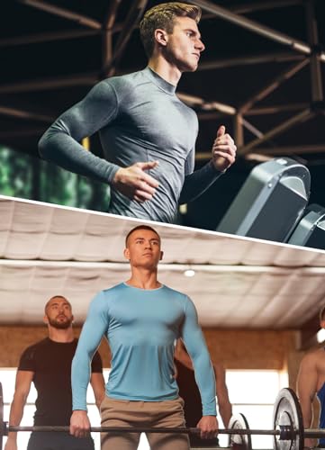 BALEAF Men's Long Sleeve Running Shirts Workout Tops Quick Dry SPF Rash Guard Lightweight Hiking Sun Protection t shirt Grey S