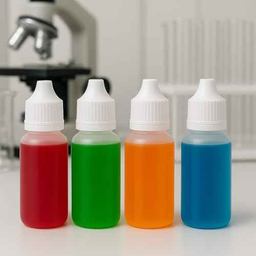 5 PCS (4 Bottles + 1 Funnel) 15ml (0.5oz) Small Plastic Dropper Bottles - Empty, White Eye Liquid Dropper Bottles, Squeezable & Portable Travel Containers for Eye Drops, Refillable with Cap and Plug
