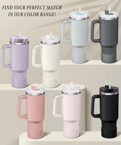 KTKUDY 2-Pack Silicone Boot for Stanley Tumbler 40 30 20 oz & Intended for Hydro Flask 12-24 oz - Cup Boot fit Select Yeti, Simple Modern, Owala Water Bottle - Bottom Cover Accessories Fit Stanley Cup