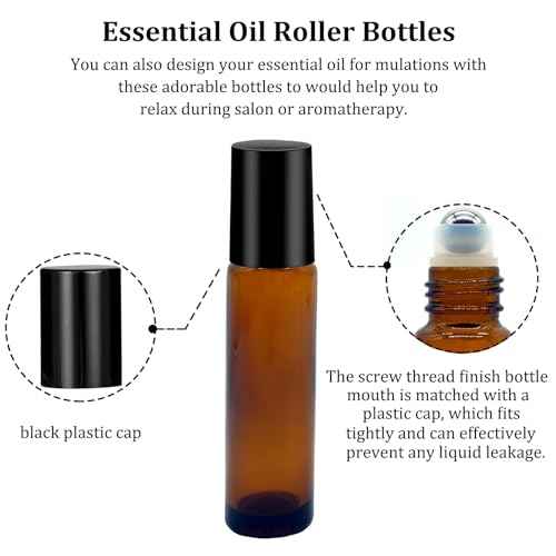 250 Pcs Essential Oil Roller Bottles 10ml Empty Glass Roller Bottles with Stainless Steel Roller Balls Protection Leakproof with 5 Funnel for Travel, Roller Balls For Essential Oils(Brown)