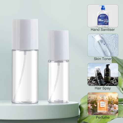 Boenoea Small Spray Bottle 1.7oz/50ml Travel Spray Bottles Plastic Portable Refillable Empty Bottles for Outgoing - Leak Proof - 2 Pack Clear