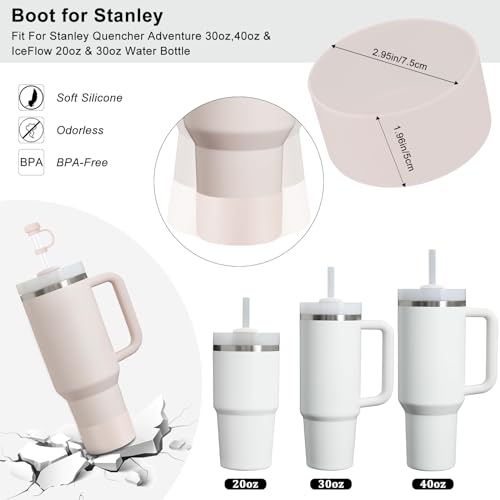 6 Pcs Accessories for Stanley Cup 20-40oz,2 Straw Covers,2 Replacement Straws,1 Straw Brush,1 Boot Included, SIlicone Straw Cover Caps Topper (Black)
