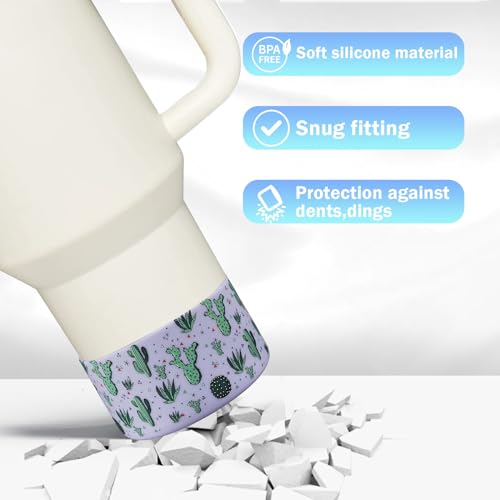 2 Pcs Tumbler Bottom Protector Boot for Stanley Quencher Adventure 40oz & Stanley IceFlow 20oz 30oz and Compatible with Hydro Flask Water Bottle 12oz 21oz 24oz Stealth Landing (Black cactusx2)