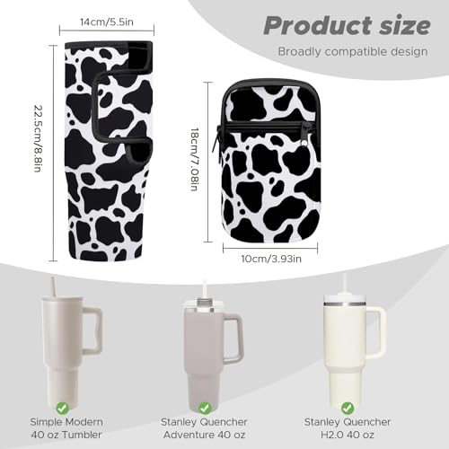 Watter Bottle Carrier Bag with Detachable Pocket Compatible with Stanley& Simple Morden 40oz Tumbler with Handle,Water Cup Holder with Adjustable Shoulder Strap& Carabiner for Stanley Cup Accessories