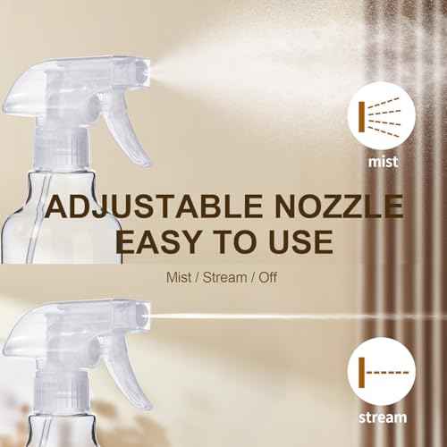 Plastic Spray Bottles, 2-Pack, 16.9 Oz, Mist & Stream, Heavy Duty Spraying, Empty Water Spray Bottle for Cleaning Solutions, Essential Oils, Hair, Plants, BBQ, Cat Dog Behavior Correction (Clear)