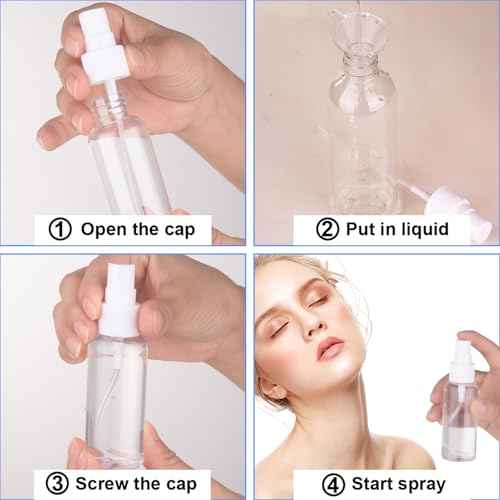 Spray Bottle, 2oz/50ml Small Plastic Fine Mist Spray Bottles, Mini Empty Travel Bottles with Funnels and Labels 20 Pack