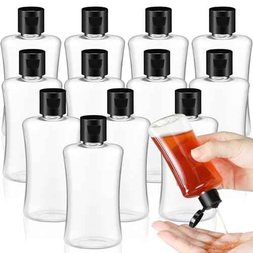 Domensi 12 Pcs 3.4 oz Travel Bottles with Flip Cap Clear Plastic Travel Size Containers Portable Leak Proof Squeeze Bottle Refillable Empty Cosmetic Containers for Liquid Shampoo Lotion