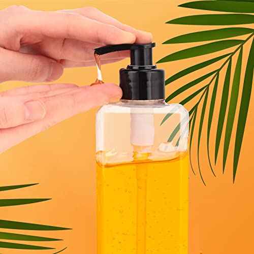 Zubebe 32 Pcs 16 oz Empty Plastic Pump Bottles Lotion Bottles with Black White Pumps Clear Square Lotion Dispenser Refillable Shampoo Container for Massage Oil Liquid Soap Face Cream Moisturizer