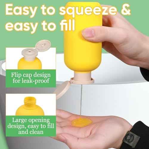 4 PACK Travel Shampoo Bottle, Empty Plastic Squeeze Bottles 6.8oz with Flip Cap, Lotion Container for Toiletries Travel Size Shampoo and Conditioner