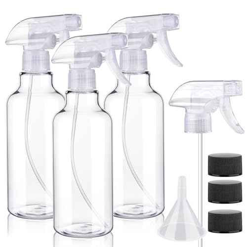 3 Pack Plastic Spray Bottles Empty Spray Bottle 10oz/300ml Heavy Duty Spraying Bottles Mist/Stream Water Bottle for Cleaning Solutions, Essential Oils, Hair (clear)