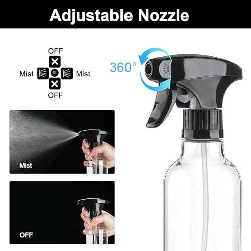 Cosywell Plastic Spray Bottles 12oz/360ml 2 Pack Empty Spray Bottles for Cleaning Misting Spray Bottle for Hair, Essential Oils, Toners Rose Water Cosmetics (Clear)