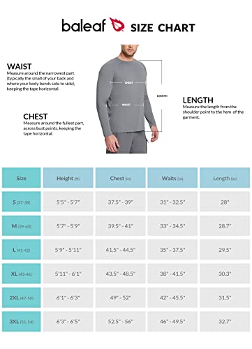 BALEAF Men's Long Sleeve Running Shirts Workout Tops Quick Dry SPF Rash Guard Lightweight Hiking Sun Protection t shirt Grey S