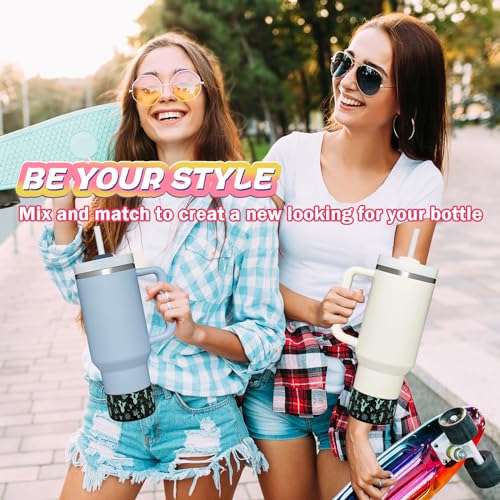 2 Pcs Tumbler Bottom Protector Boot for Stanley Quencher Adventure 40oz & Stanley IceFlow 20oz 30oz and Compatible with Hydro Flask Water Bottle 12oz 21oz 24oz Stealth Landing (Black cactusx2)