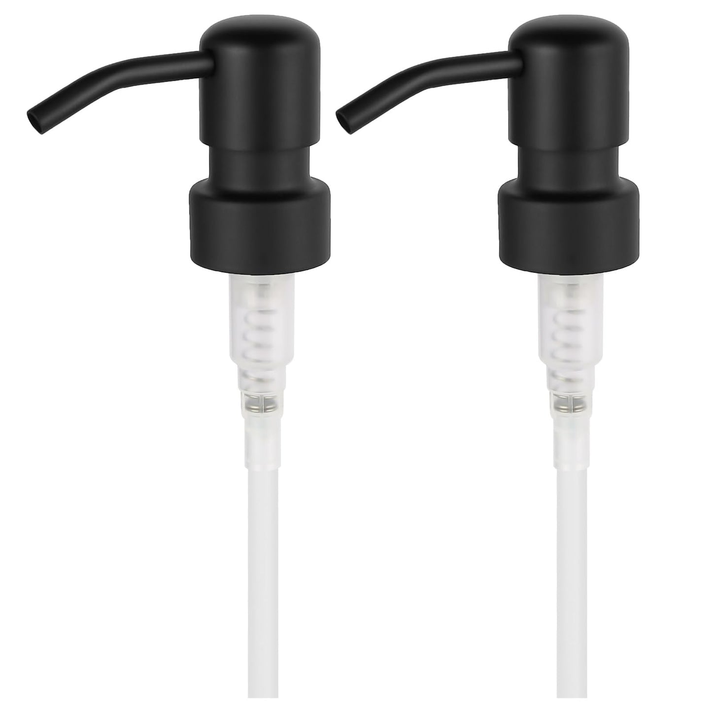 2PCS Stainless Steel Black Soap and Lotion Dispensers Pump Replacement,Smooth Action Replacement for Round 1.1in (28 mm) Neck Bottles,Rust Proof&Leak Proof