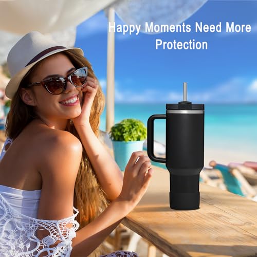 KTKUDY 2-Pack Silicone Boot for Stanley Tumbler 40 30 20 oz & Intended for Hydro Flask 12-24 oz - Cup Boot fit Select Yeti, Simple Modern, Owala Water Bottle - Bottom Cover Accessories Fit Stanley Cup