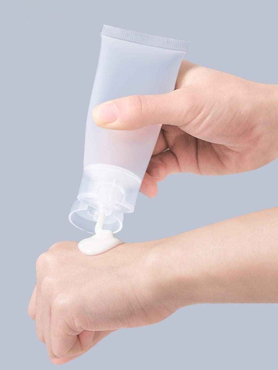 ericotry 24Pcs 30ml (1oz) Empty Translucent Plastic Cosmetic Lotion Tubes Bottles Shampoo Facial Cleaning Bottles Makeup Sample Soft Container Tube Bottle Vial Jar Pot Case with Flip Lid