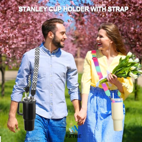 Water Bottle Handle for Stanley Cup 40/30/20 OZ, Holder for Owala/Hydroflask/Simple Modern/Yeti Tumbler, Handle with Strap Fits Most 8-40oz Bottles, Sling for Stanley Cup Accessories