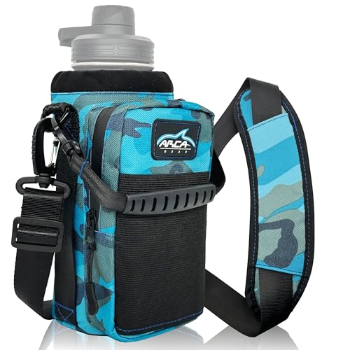 Arca Gear 32 oz Hydro Carrier - Insulated Water Bottle Sling w/Carry Handle, Shoulder Strap, Wallet and Two Pouches - The Perfect Flask Accessory - Black