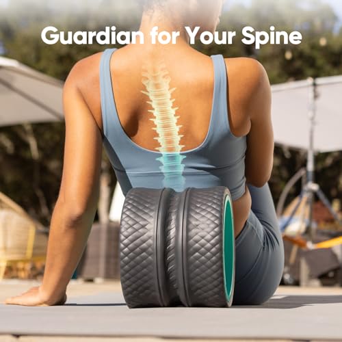 FitBeast Back Roller - Back Wheel for Deep Tissue Massage,Back Roller Wheel for Back Pain Relief, Yoga Wheel, Back Stretcher & Foam Roller for Back Stretching, Back Cracking Device (9'', Blue)