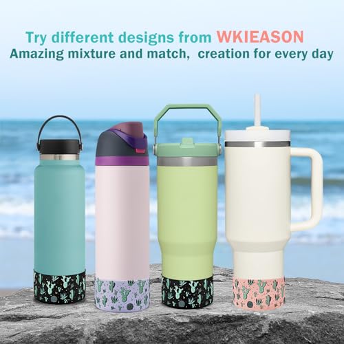 2 Pcs Tumbler Bottom Protector Boot for Stanley Quencher Adventure 40oz & Stanley IceFlow 20oz 30oz and Compatible with Hydro Flask Water Bottle 12oz 21oz 24oz Stealth Landing (Black cactusx2)