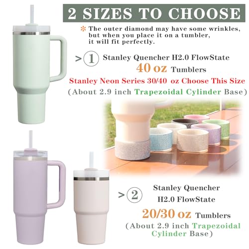 WORBSS Diamond Glitter Silicone Boot for Stanley Cup 40oz Tumbler & Simple Modern 30-40oz Trek Tumbler Accessories for 2.8-2.9 inch Trapezoidal Cylinder Base Water Bottles Bottom Anti-Slip Sleeve