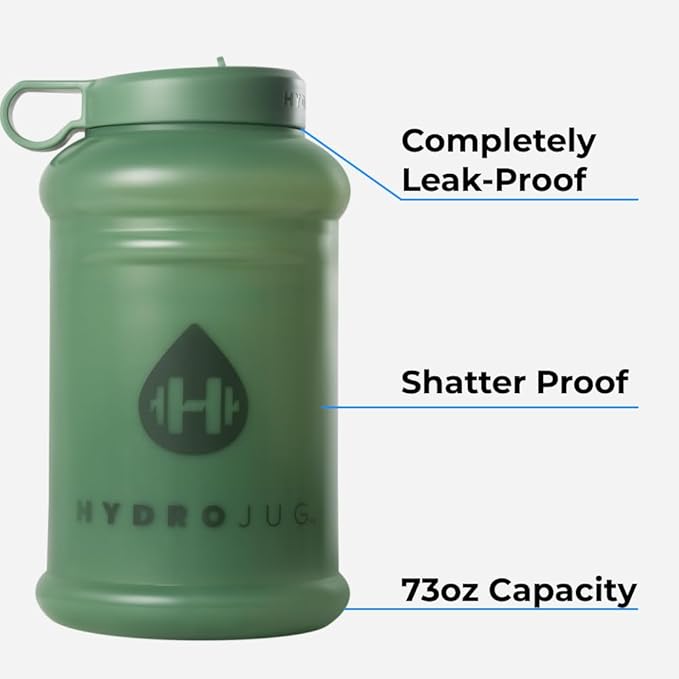 HydroJug - Water Bottle with Straw & Handle - 64 oz Half Gallon Jug - Leak-Resistant - BPA-Free