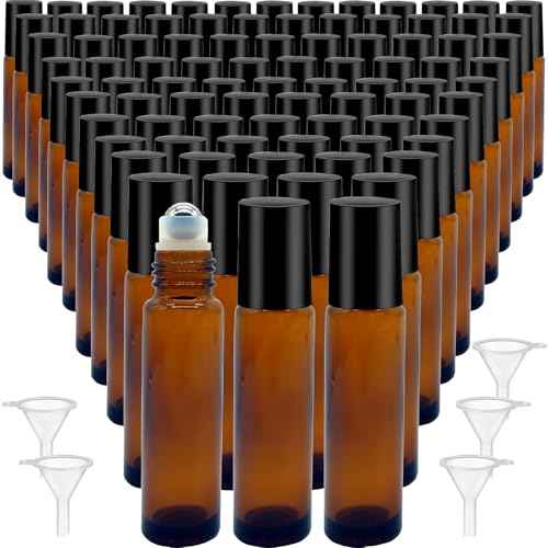 250 Pcs Essential Oil Roller Bottles 10ml Empty Glass Roller Bottles with Stainless Steel Roller Balls Protection Leakproof with 5 Funnel for Travel, Roller Balls For Essential Oils(Brown)