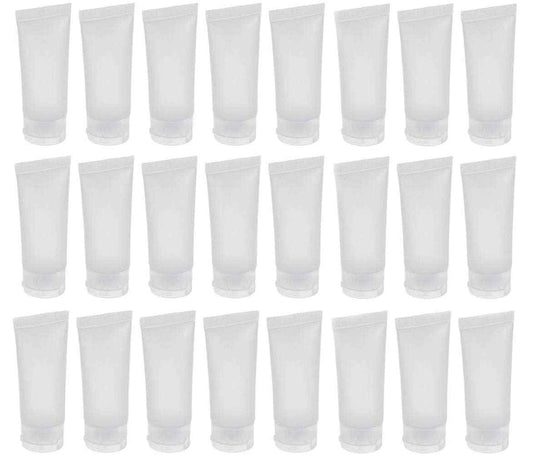 ericotry 24Pcs 30ml (1oz) Empty Translucent Plastic Cosmetic Lotion Tubes Bottles Shampoo Facial Cleaning Bottles Makeup Sample Soft Container Tube Bottle Vial Jar Pot Case with Flip Lid