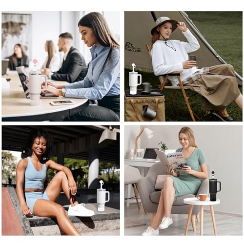 6 Pcs Accessories for Stanley Cup 20-40oz,2 Straw Covers,2 Replacement Straws,1 Straw Brush,1 Boot Included, SIlicone Straw Cover Caps Topper (Black)