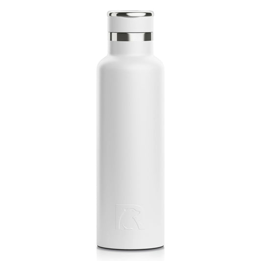 RTIC 20oz Journey Bottle Metal Stainless Steel Vacuum Insulated, BPA Free, Reusable, for Water, Hot and Cold Drinks, Travel, Sports, Camping, White