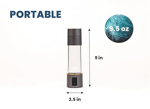 Hydrogen: The ultimate on-the-go hydrogen water bottle - 4000ppb High Output, Odorless & Chlorine-Free, Advanced PEM/SPE Technology, Durable, and Rechargable (Slate Gray)