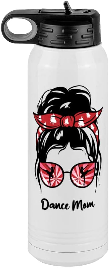 Dance Mom Water Bottle, Messy Bun, White 30 oz Polar Camel with Straw Lid, Stainless Steel, Vacuum Insulated