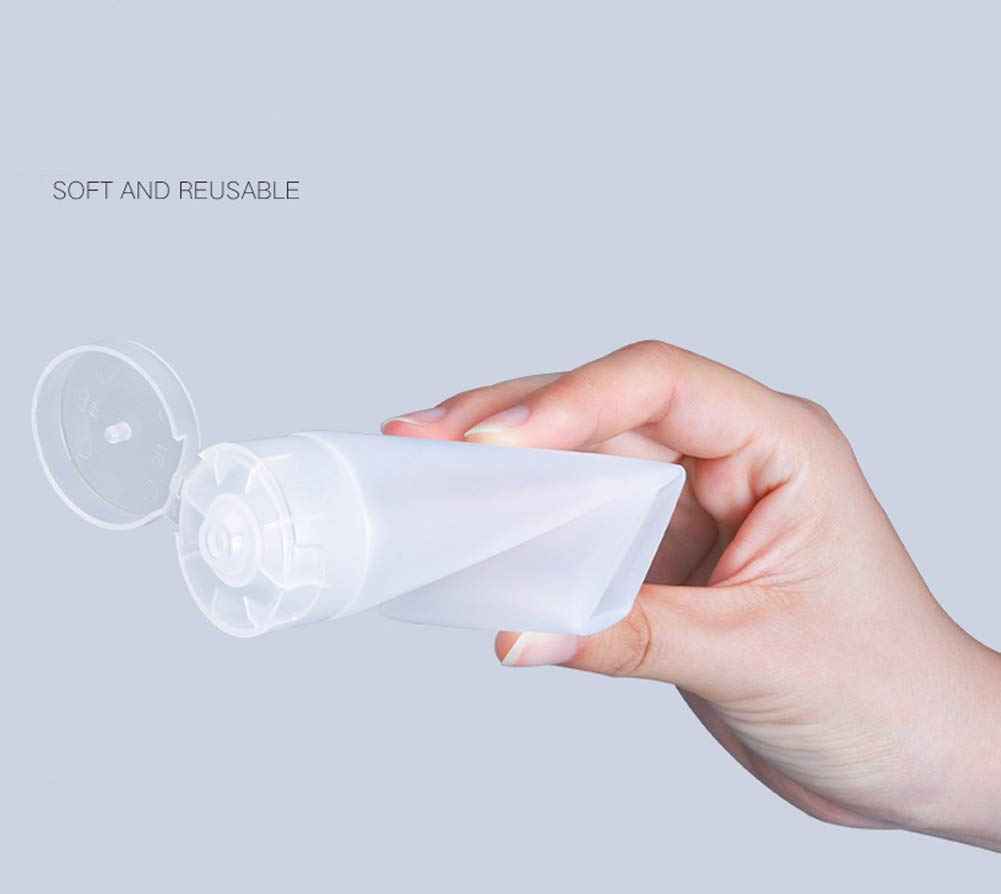 ericotry 24Pcs 30ml (1oz) Empty Translucent Plastic Cosmetic Lotion Tubes Bottles Shampoo Facial Cleaning Bottles Makeup Sample Soft Container Tube Bottle Vial Jar Pot Case with Flip Lid