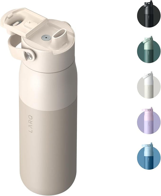 LARQ Bottle Swig Top 23oz - Insulated Stainless Steel Water Bottle With Built-In Silicone Handle | Thermos, BPA Free | Reusable Water Bottle for Sports, Gym, and Travel, Mojave Dune