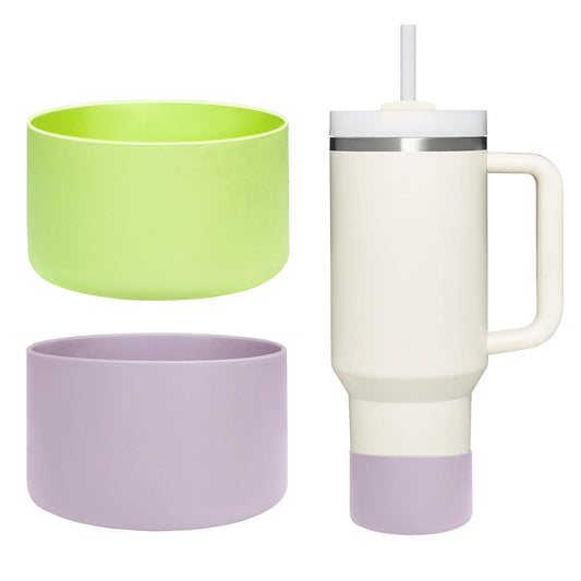 WK IEASON 2 Pcs Tumbler Bottom Protector Boot for Stanley Quencher Adventure 40oz & Stanley IceFlow 20oz 30oz and Compatible with Hydro Flask Water Bottle 12oz 21oz 24oz (Citron/orchid)