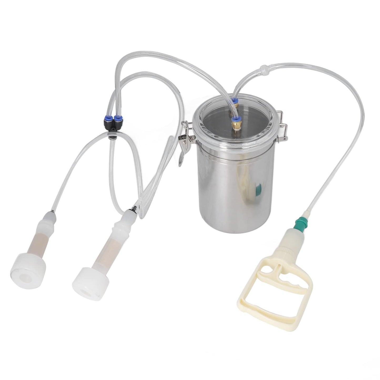 2L Goat Milking Machine Electric, Manual Goat Milker with Stainless Steel Bottle Goat Milker Machine Electric Pump for Milk Plant, Dairy Farm,Sheep Farm Portable Livestock Milking Supplies