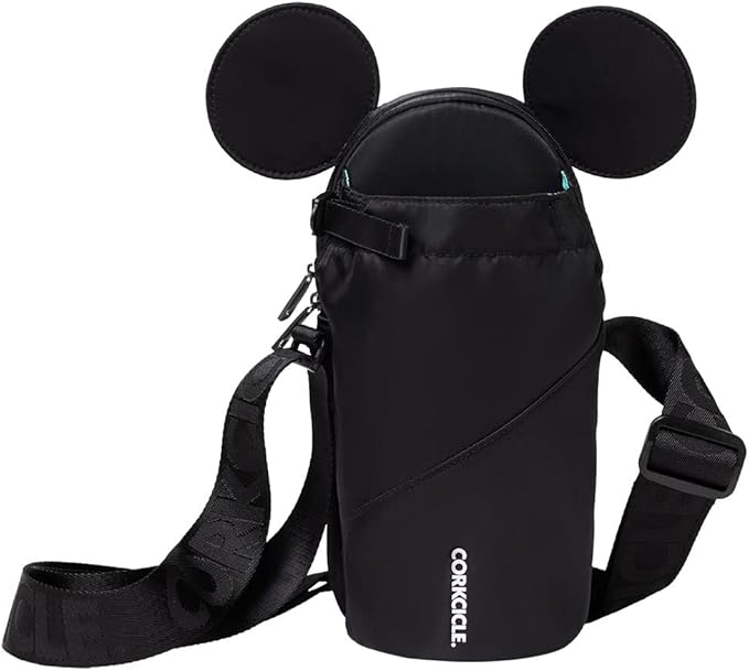 Corkcicle x Disney Minnie Mickey Mouse Ears Crossbody Water Bottle Sling Bag, Black, Fits 16-40 oz Tumbler – Secure Items in Water Bottle Holder with Strap
